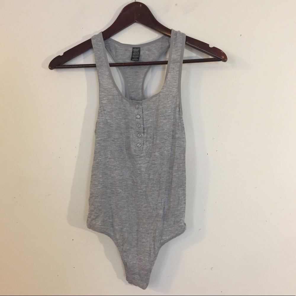 Rene Rofe Grey Racerback Bodysuit - Picture 2 of 7